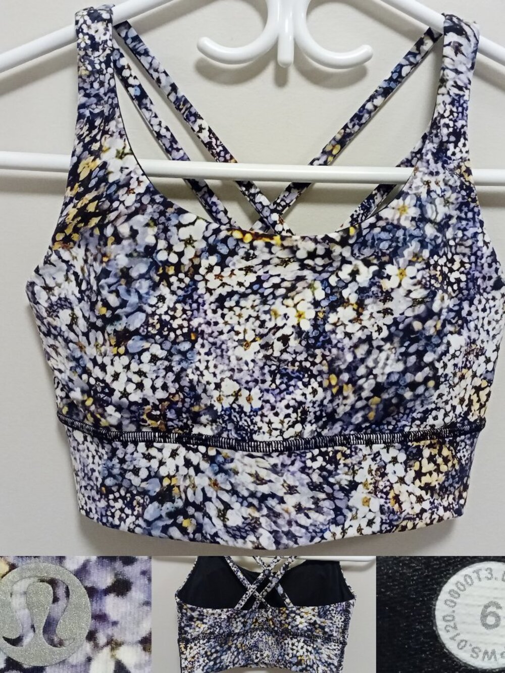 Lululemon Energy Bra Long Line Medium Support B-D Cup 6 Floral Metropolis Multi
